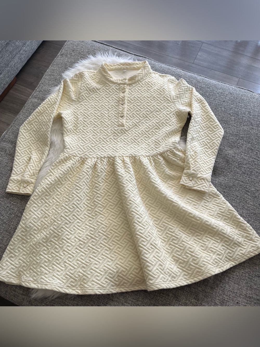 Janie and Jack Cream Textured Long-Sleeve Dress